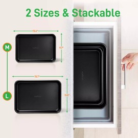 NutriChef Baking Sheet Pan Set, Non-Stick Cookie Sheets for Oven, 2-Piece Pre...