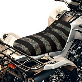 SEANATIVE Camo US Flag Motorcycle Seat Cover ATV Padded Seat Protector Motorcycle Passenger Seat Cushion Breathable Padded Protector Water-Resistant 4 Wheeler Accessories