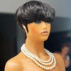 Peluca de cabello humano con corte pixie para mujeres negras,