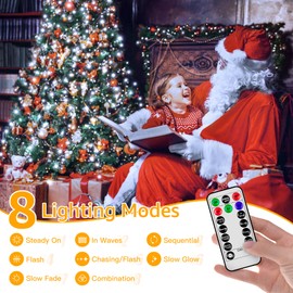 Ccinny 300 LED Christmas Tree Lights with Remote, 8 Lights Modes with Timer& Memory Function, White Christmas Lights Waterproof for Outdoor Indoor Christmas Decorations