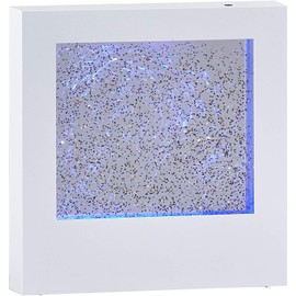 Adesso SL3984-02 Simplee Novelty RGB LED Mood Box for Table or Hanging Mount, Gallery Wall Lighting, Swirling Color Changing Glitter, 8 Feet, White Frame