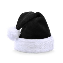 KONVINIT Black Christmas Santa Hat for Adults,Deluxe Adult Santa Claus Hat Father Christmas Hat for Men and Women Luxury Xmas Hat for Christmas Party,Santa Costume,black
