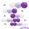 21Pcs Purple White Paper Lanterns,4"6"8"10"12" Hanging Round Paper Lanterns Decorative