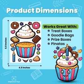 24 Make A Cupcake Stickers for Kids - Create and Decorate Your Own Cupcake Stickers with Assorted Toppings Like Fruit, Candy, and More! Easy to Use, No Mess - Great Party Favor & Rainy Day Activity