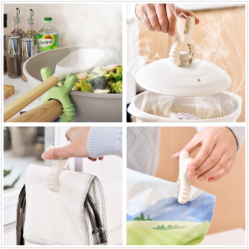 4Pcs Pot Spoon Rest Holder,Spatula Rack,Silicone Crab Pot Lid Support,Multipurpose