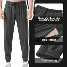 HomyComy Men's Workout Pants Quick Dry Jogging Sweatpants Lightweight Casual Tapered Jogger Track Pant with Pocket M