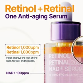 PURITO Retinol + Retinal Serum with NAD, Shake-Activated PM Firming Booster Night Serum, 2000ppm Dual Retinoids, Helps Improve Fine Lines, Wrinkles, Firmness & Uneven Skin, 30ml