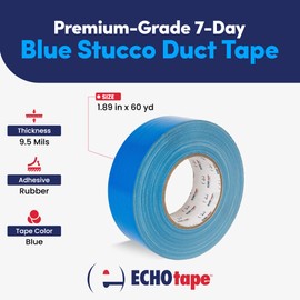 ECHOtape CL-W6045 | 7-Day Stucco Duct Tape | Stucco Tape | Stucco Masking Tape That Protects Windows, Profiles, and Door Frames | No Residue Stucco Tape | Blue Construction Tape | 1.89 in x 60 yds