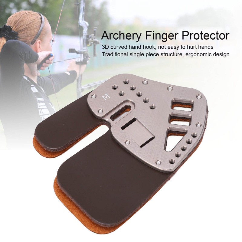 Leather Archery Finger Tab Protect Guard Recurve Bow Protector Shooting