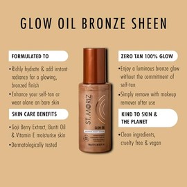 St Moriz Advanced Glow Oil | Bronze Body Sheen for Instant Skin Radiance & Rich Hydration | Body Glow Enhancer | Shimmering Liquid Bronzer | Compliments Your Tan | Vegan | Cruelty Free | 100ml