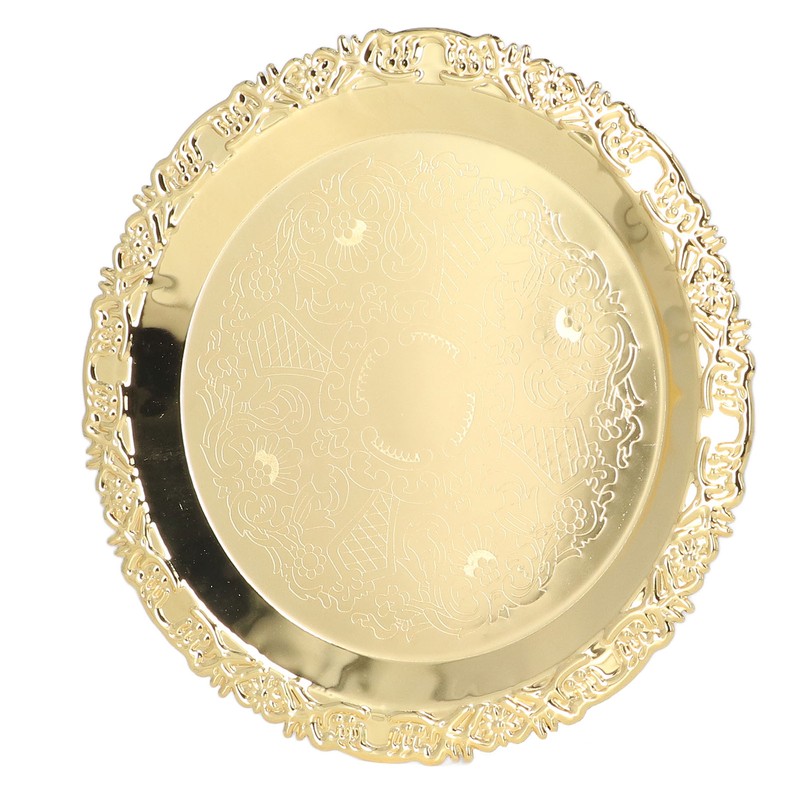 Round Decorative Dinner Plate Stainless Steel Storage Tray for Jewelry