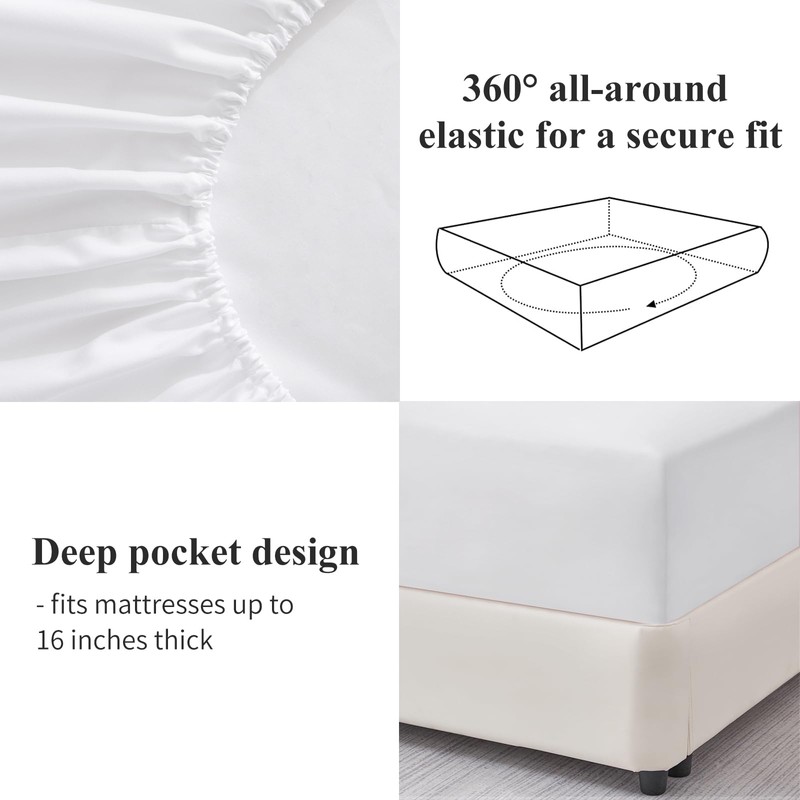 Aisbo Double Fitted Sheet White - Extra Deep Pocket Bed