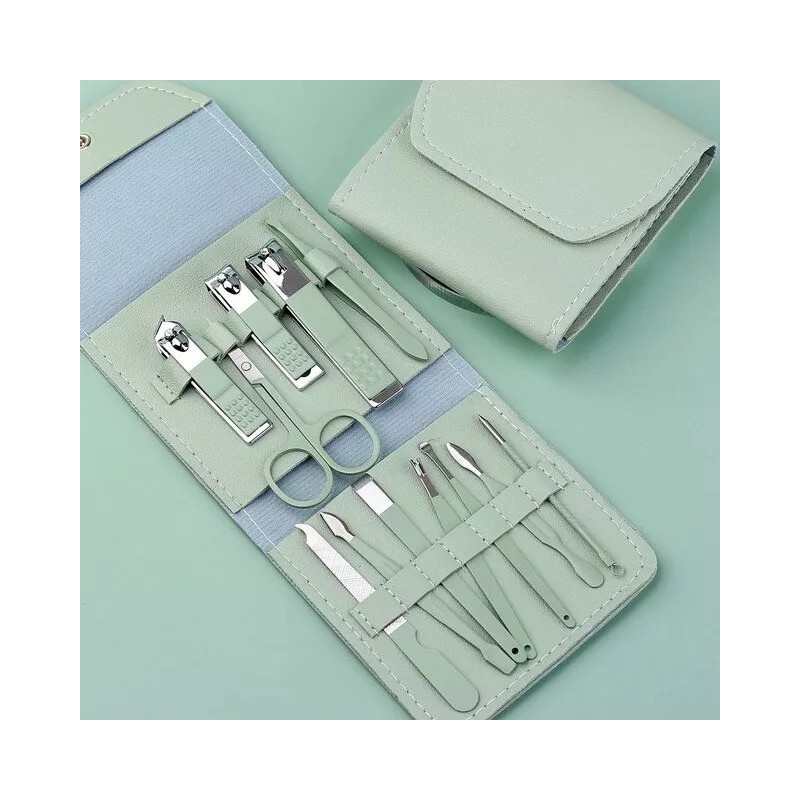 SH106 Manicura Y Pedicura Acero Inox 12pcs Portátil Set Manicura