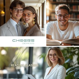 CHEERS DEVICES Reading Glasses for Women Men, Eyeglasses, Blue Light Readers for Men Women, Computer Eye Glasses, Cheaters - 5 Pair (1.5)