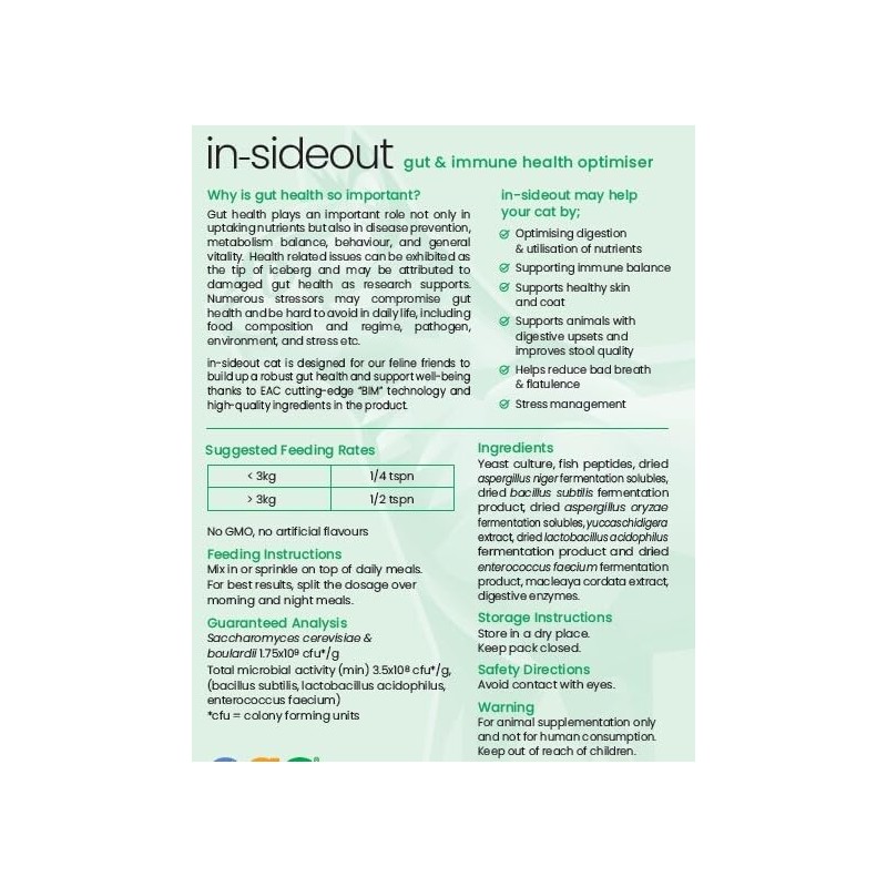 EAC Animal Care in-sideout Gut and Immune Health Optimiser for