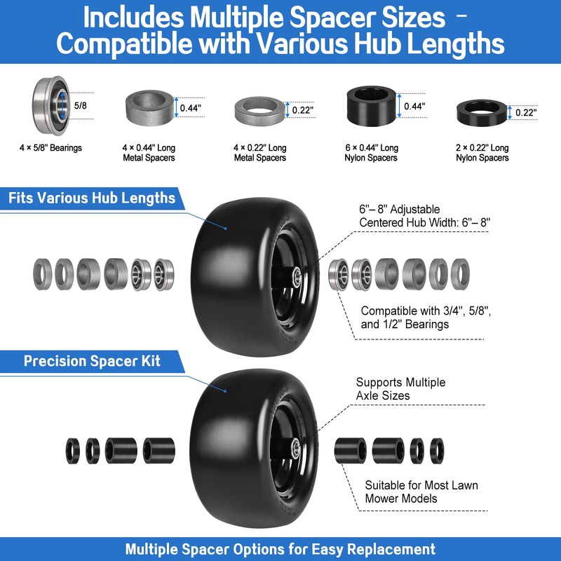 11x6.00-5 Lawn Mower Tires Flat Free,11x6.00-5" Flat Free Tires, with