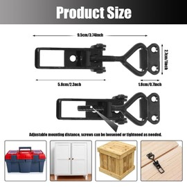 Toggle Latch Clamp 4001, 6 Pack Adjustable Toggle Clamp Latch, Heavy Duty Toggle Latch Hasp Clamp, 150Kg 330Lbs Holding Capacity Pull Latch Clamp for Door, Smoker Lid Jig, Tool Box Case (6 Pack,Black)