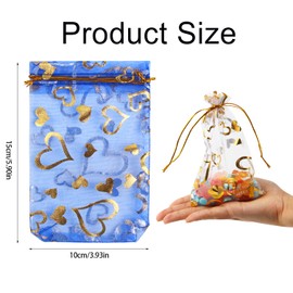 CCINEE 100pcs Heart Organza Gift Bags,4X6 Inch Drawstring Jewelry Pouch Bag for Wedding Valentine's Day Party Favor Supply