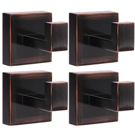 IBosins 4 Pack Towel Hooks Hand Towel Holder for Bathroom Wall Livingroom Bedroom Kitchen Closet Heavy Duty Stainless Steel Hook Hanger for Robe, Bath Towel, Coat (Square Brushed Red Antique Bronze)