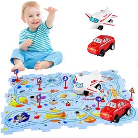 Puzzle Race Track Car Set Toys for Kids Boys, Toddler Toys Gifts for 3 4 5 Year Old Boys, Puzzle Tracks Car Toys for Boys Ages 3-5 4-6, Ideal 3 4 5 6 Year Old Boys Christmas Stocking Stuffers