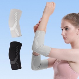 Elbow Support Brace for Tennis, Golf, Badminton, Fitness, and Sports - Slim Compression Sleeve Single Grey/L 2ea