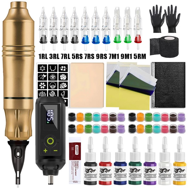Wireless Rotary Tattoo Pen Kit for Body Art Practice –