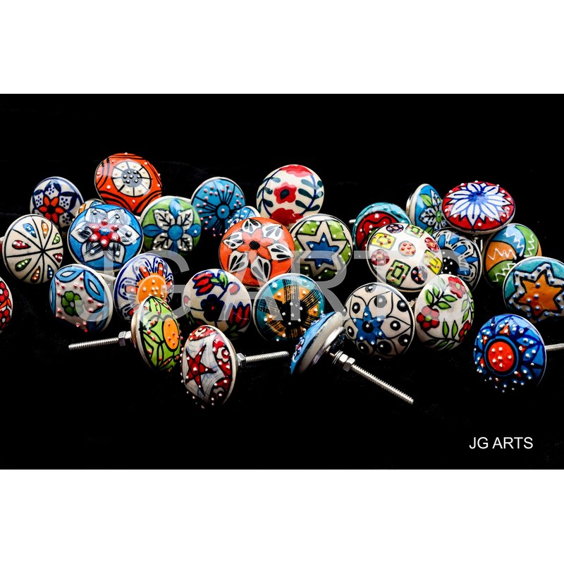 JGARTS 20 X Mix Vintage Look Flower Ceramic Knobs Door