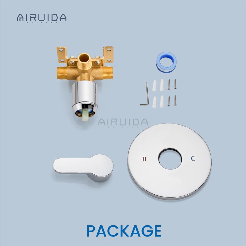 Airuida Round Single-Function Shower Handle Trim Kit Wall Mount Brass
