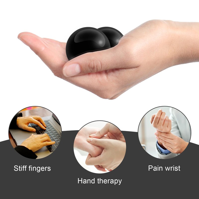 Coolrunner Bolas de baoding negras de mármol de 2 pulgadas