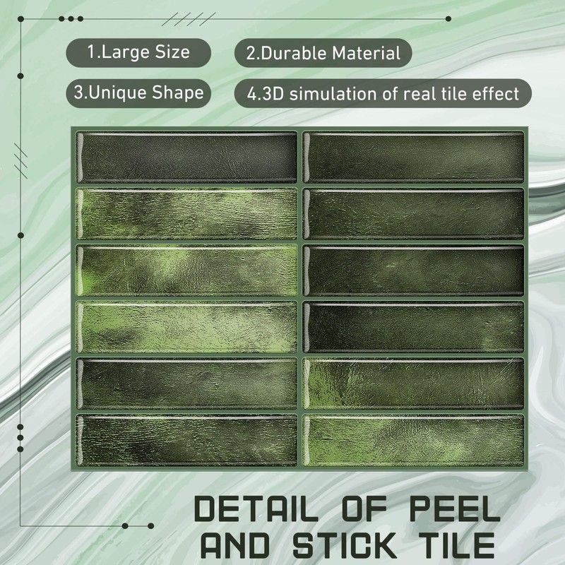 Drydiet 10 Sheets Tile Peel and Stick Backsplash 11.43 x
