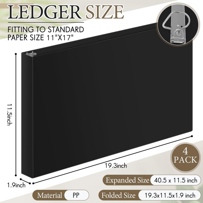Humyoun 4 Pcs 11 x 17 Inch 3 Ring Binders
