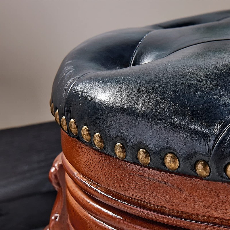 ZIRKOOON Solid Wood Foot Stool Round Ottoman Mid-Century Footrest Sofa