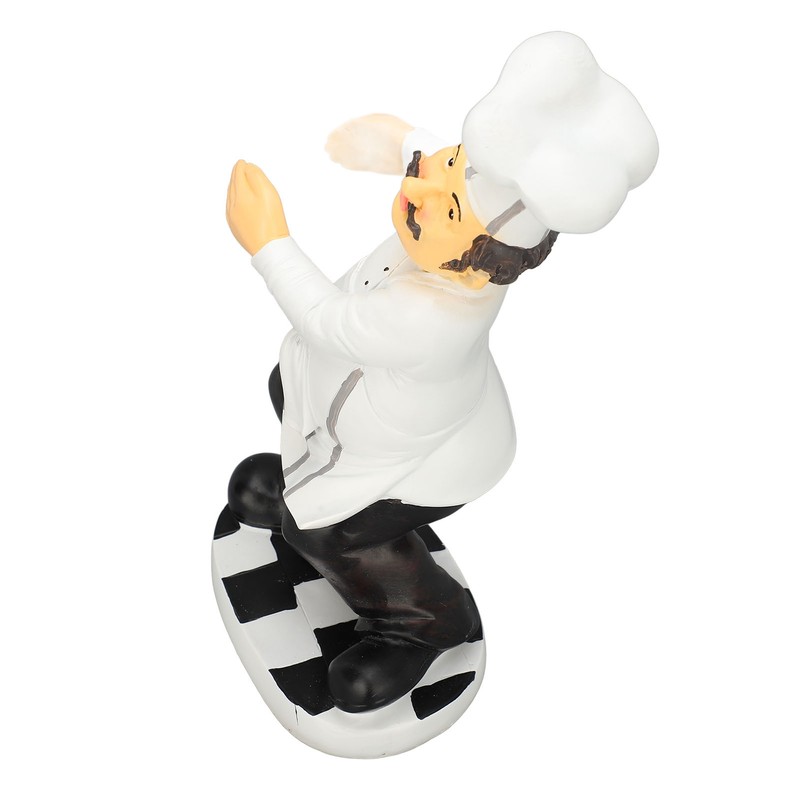 Resin Chef Statue Restaurant Dining Table Decor Holding Red Wine