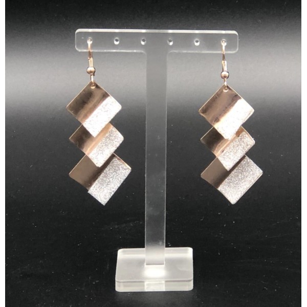 Unbranded Fashion Statement Copper Plated Wavy Square Shapes Drop Dangle
