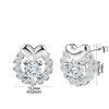 Sterling Sliver Love Heart Stud Earrings for Women Shiny Cubic