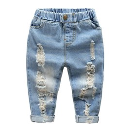 TJTJXRXR Little Baby Boys Girl Ripped Western Jeans Kids Girls Friend Style Denim Pants (7-8Years, Blue)