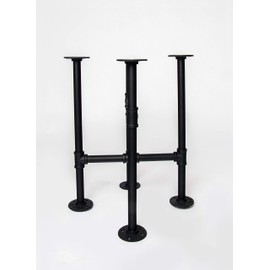 KINMADE Industrial Iron Pipe Coffee Table Leg Set, Rustic Black Steel DIY Table Base Kit for Living Room,Restaurant