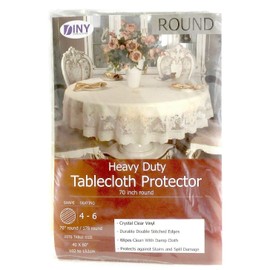 (180cm Round) - Dependable Deluxe Clear Plastic Tablecloth Protector (180cm Round)
