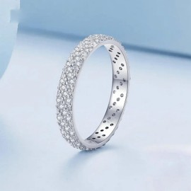 PAHALA 925 Sterling Silver Shiny Zircon Simple Wide With Crystals Eternity Band Cubic Finger Wedding Party Engagement Ring (7)