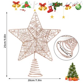 SULOLI Iron Christmas Tree Topper, Christmas Tree Topper, Christmas Tree Topper Star for Christmas Tree, Christmas Decoration (Gold)