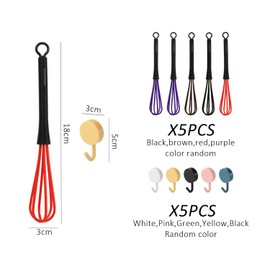 5 Piece Plastic Whisk with 5 Piece Hook, Mini Whisk, Whisk Accessories for Hairdresser, Mini Cream Whisk, Hair Dye Whisk