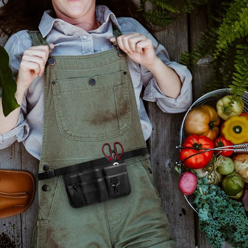 Bojueshaw Gardening Tool Belt with 8 Pockets,Adjustable Waist Bag,Waterproof Oxford