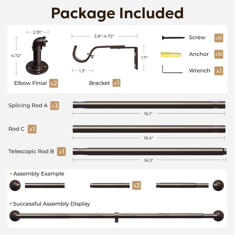 Zeerobee Curtain Rods for Windows 48 to 84, 1 Inch