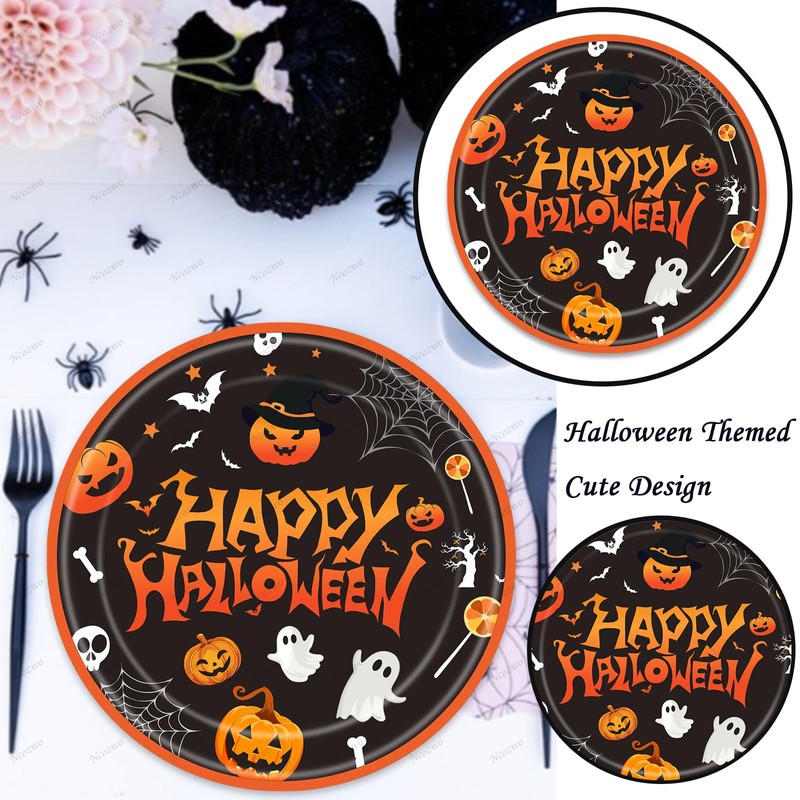 24 Pcs Happy Halloween Party Disposable Paper Plates Cute 9