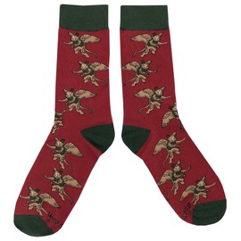 SockFly Flying Monkey Dress Socks Funny Novelty Crazy Fun Design Men Size 8-12 Cotton Casual Crew Colorful Funky Fancy Socks Gift for Men