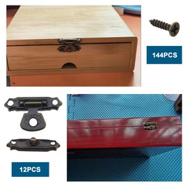 VGOL Pack of 36 Box Latches and Hinges with Screws Antique Small Hinges Vintage Door Hinges Accessories for Wooden Box Jewellery Box Cabinet Bronze Antique