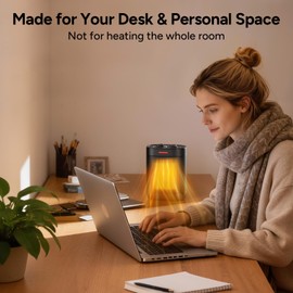 Pereysi Ceramic Personal Space Heater for Office Desk & RV, 1000W/700W Low Wattage Electric Heater Under Desk, Circuit Friendly & Quiet Mini Heater for Feet & Hands