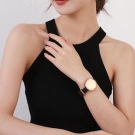 TONLUYAX Black Faux Leather Bracelet for Men Gold Brushed Round Charm Wrap Bracelet for Women