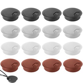 Aipeeo Cable Feed-Through Desk, Pack of 16 Cable Feed-Through Table, Round, 60 mm Cable Outlet, Cable Outlet Box, Cable Guide Made of Plastic, for Furniture and Desk (Black, Grey, White, Brown)