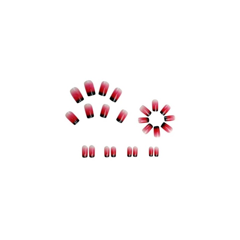 OCOUYVD Uñas Postizas Cuadradas Cortas Con Degradado Rojo, Punta Francesa,